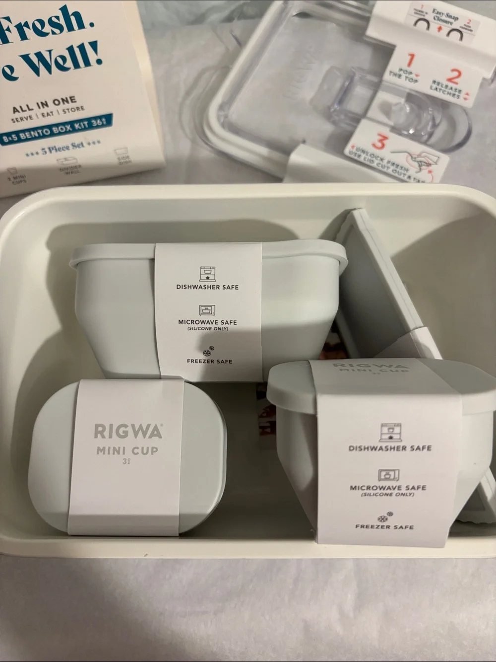White Bento Box Kit - 5 Piece Food Storage Set